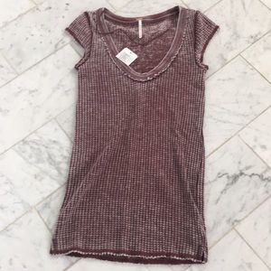 Free People thermal T Burgundy Color